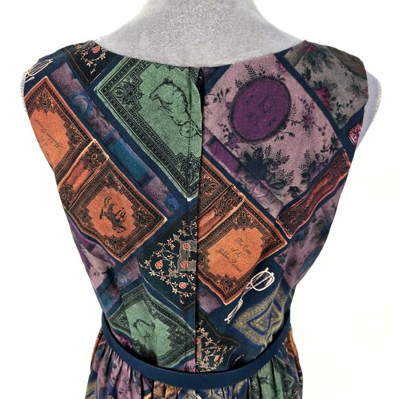 ModCloth Dress Womens XL Geometric Cotton Back Zip Fit n Flare Belted Lined - Picture 9 of 13